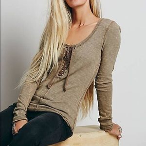 Free People Distressed Henley Top